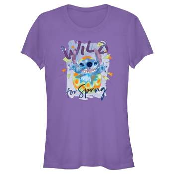 Junior's Women Lilo & Stitch Easter Stitch Wild for Spring Egg T-Shirt