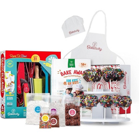 Baketivity 4 In 1 Kids Baking Mega Kit - Cake Pop Kit With Stand - Kids  Apron And Chef Hat Set - Bake Away Kids Cookbook - Kids Cooking Real  Utensils : Target