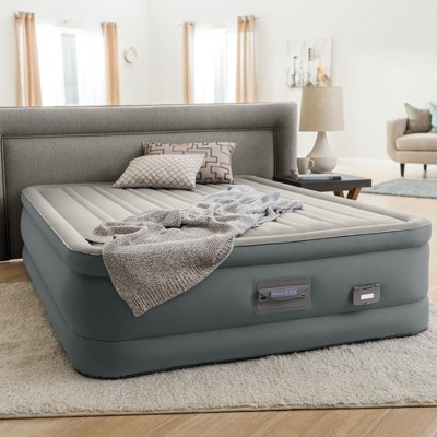 Queen Raised Gray Air Mattress with Built-In Pump