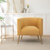 SEYNAR Mid-Century Modern Velvet Accent Chair, Gold Finish Barrel Chair for Living Room - 2 of 4