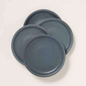4pk Modern Rim Stoneware Salad Plate Set Sterling Blue - Hearth & Hand™ with Magnolia