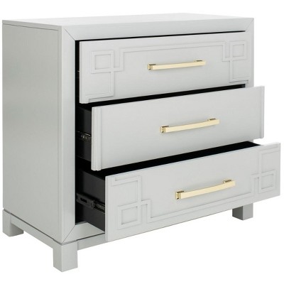 Gray and Gold Modern 3-Drawer Night Table