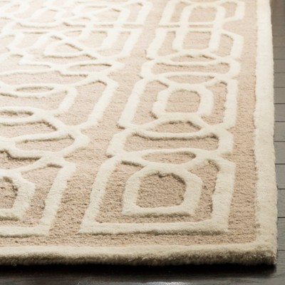 Beige and Ivory Hand-Tufted Wool Square Area Rug