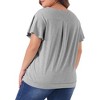 Agnes Orinda Women's Plus Size Pleat V Neck Ruffle Short Sleeve Summer Plain Blouse - 4 of 4