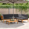 vidaXL Wooden Pallet Patio Sofa Set 4-Piece - Solid Acacia Wood with Cushions for Garden/Patio/Terrace - Brown Anthracite - 2 of 4