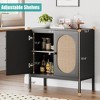 Garvee Rattan Buffet Cabinet, Accent Sideboard with 2 Doors and Shelves, Black Console Cabinet for Living Room, Dining Room, Hallway - 3 of 4