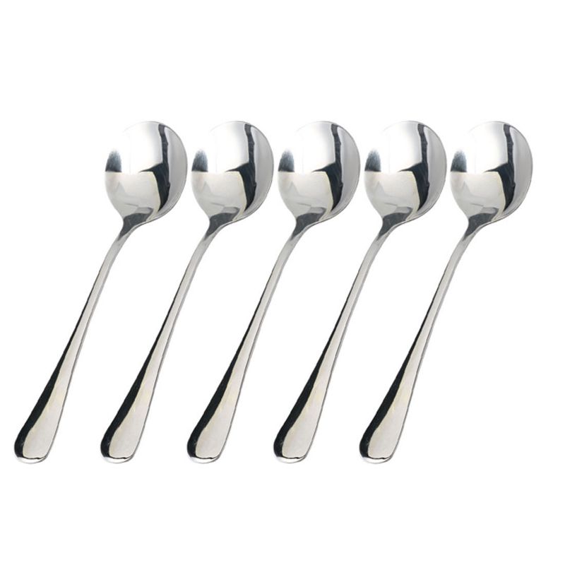 Unique Bargains Stainless Steel Tableware Straight Handle 7" Long Soup Spoons Silver Tone 5 Pcs, 1 of 8