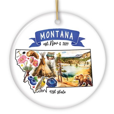 Artistic Montana State Themes and Landmarks Christmas Ornament  3
