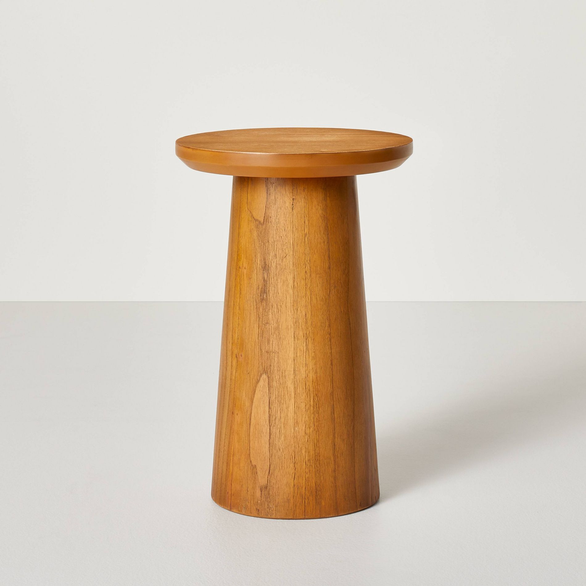 Wooden Round Pedestal Accent Drink Table - Aged Oak - Hearth & Hand™ with Magnolia: Farmhouse Style, No Assembly Required
