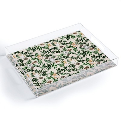 Marta Barragan Camarasa Rabbits in the green forest 15.5" x 12" Acrylic Tray - Deny Designs