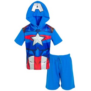 Marvel Avengers Spider-Man Venom Thor Captain America Athletic T-Shirt MeshShorts Outfit Set Toddler - 1 of 4