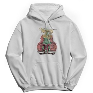 Rerun Island Men's Christmas Merry & Bright Long Sleeve Graphic Cotton Hoodie - 1 of 1