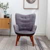 XINGHANZHENXUAN Contemporary Silky Velvet Tufted Accent Chair with Ottoman, Rubber Wood Frame for Living Room, Bedroom - 4 of 4