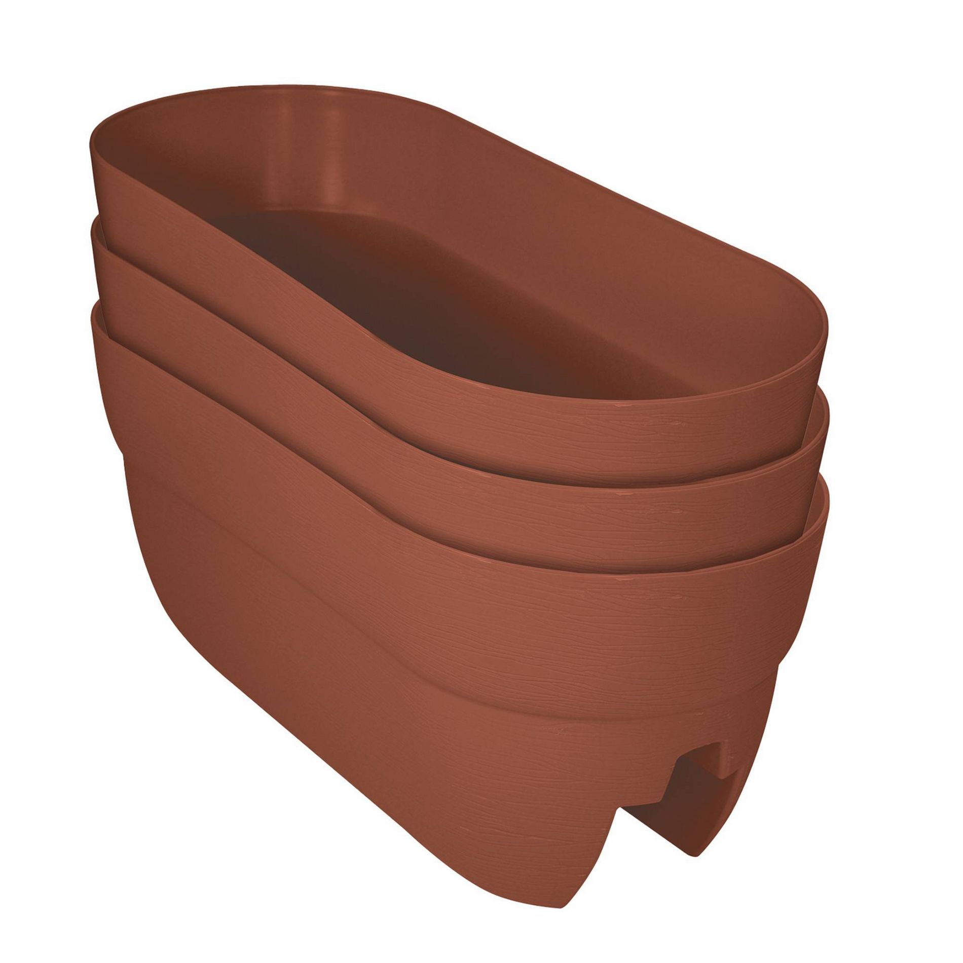 Emsco 3pk 24" Rectangular Bloomers Railing Planter Terracotta