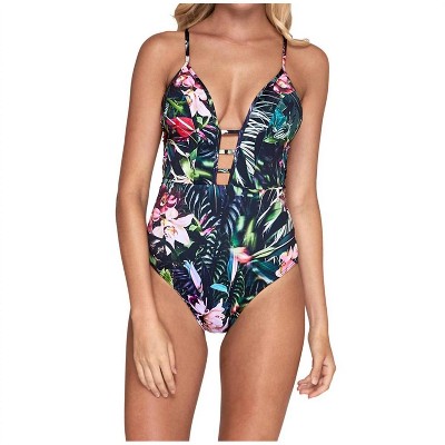 Women's Plunge V-Neck One Piece Swimsuit - Jets By Jessika Allen