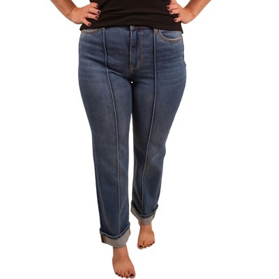 Women's Seam Detail Cuffed Straight Jean - Judy Blue