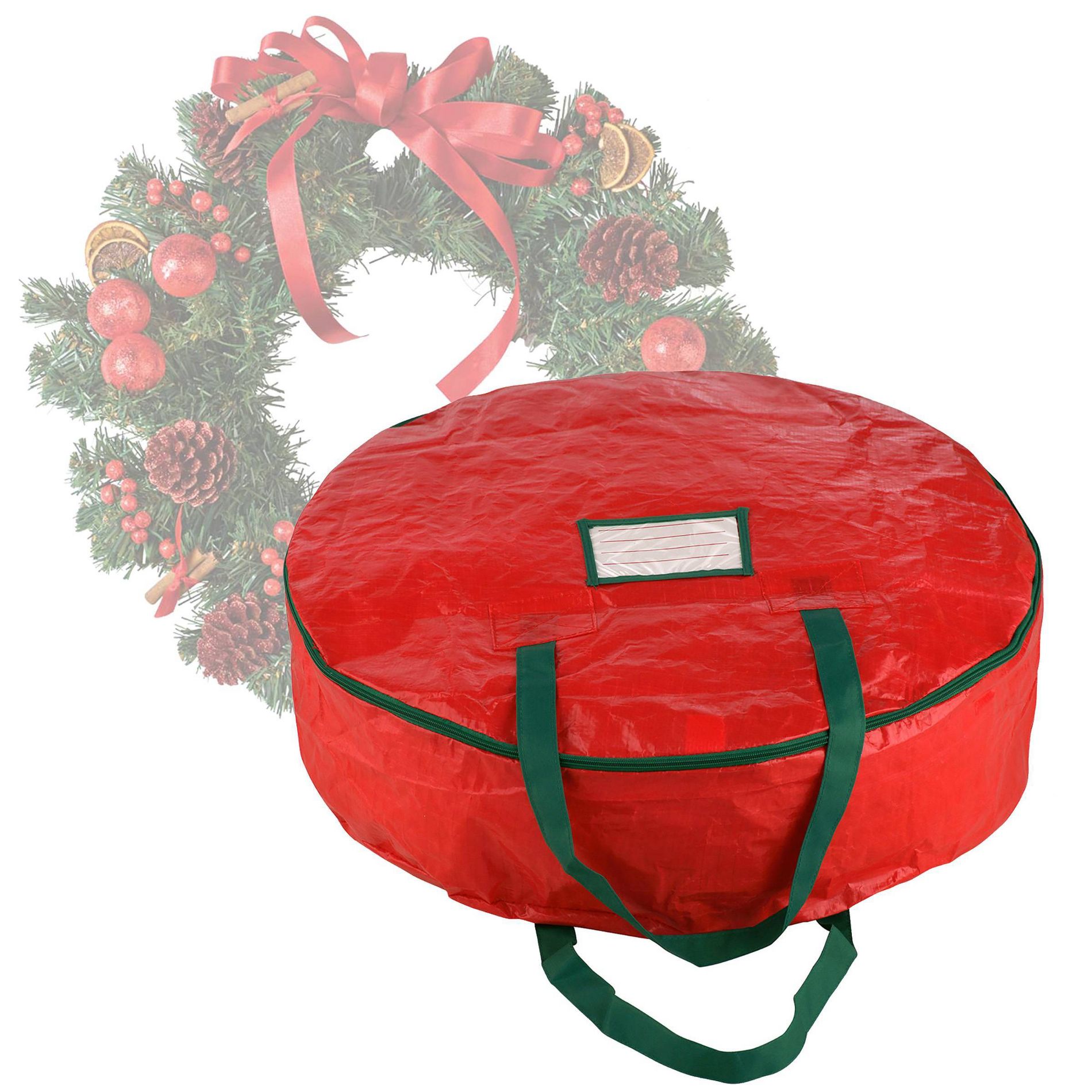 Tiny Tim Totes 24'' Wreath Storage Bag Red