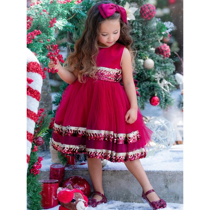 Girls Season of Sparkle Red Tiered Holiday Dress - Mia Belle Girls, 4 of 7