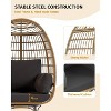 Oversized Swivel Egg Chair, Weather Resistant Indoor Outdoor Wicker Lounge Reading Chair with Thick Cushion and Steel Frame Stand - 4 of 4