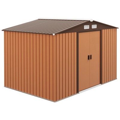 Outsunny Metal Storage Shed Organizer, Garden Tool House with Vents and Sliding Doors for Backyard, Patio, Garage, Lawn