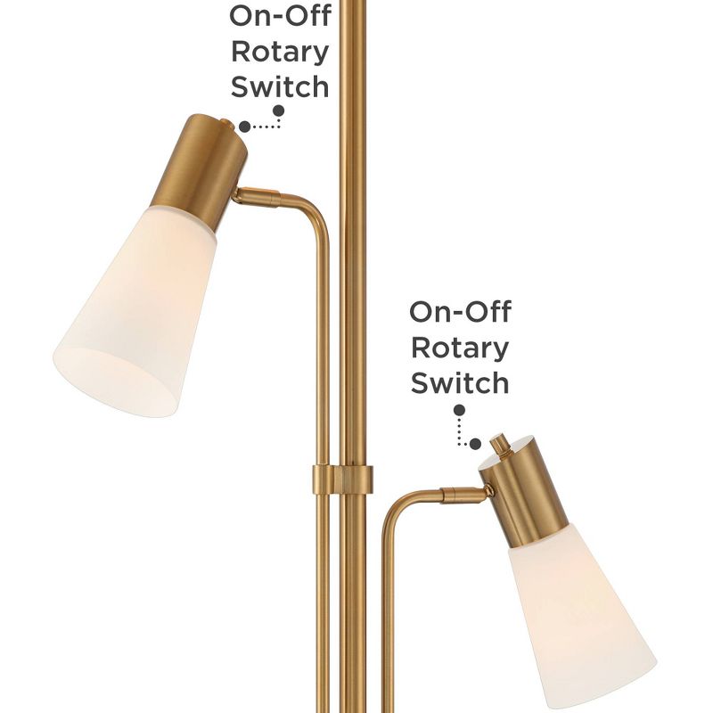 Possini Euro Design Modern Torchiere Floor Lamp with Side Lights 71" Tall Warm Gold Frosted Glass Shade for Living Room House, 5 of 10