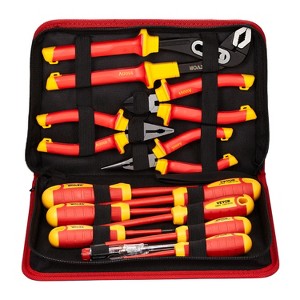 VEVOR Insulated Screwdriver Set, 12-Piece, 1000V Insulated Electrician Tool Set, with Magnetic Phillips Slotted Tips, Insulated Pliers, Red & Yellow - 1 of 4