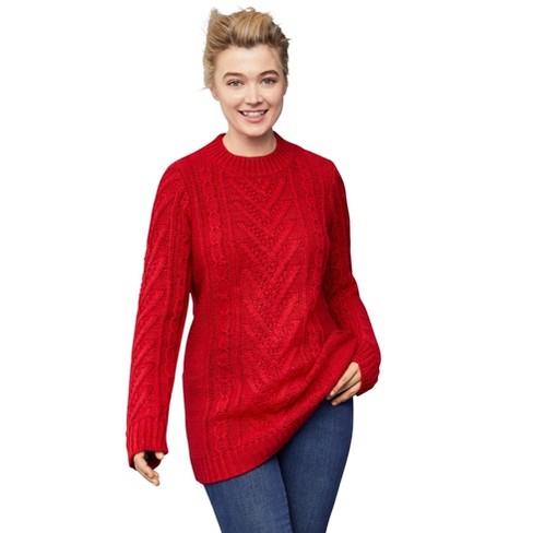 Ladies red store tunic sweater