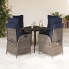 vidaXL 5-Piece Outdoor Patio Dining Set - Gray Poly Rattan Reclining Chairs with Navy Blue Cushions, Tempered Glass Tabletop - 2 of 4