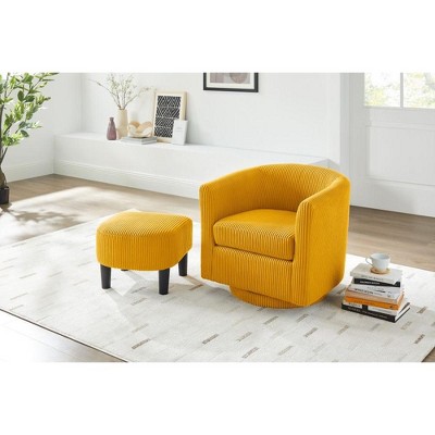 CAVINAS Upholstered Accent Chair with Ottoman and Cushion Design,Comfortable Chair and Ottoman Sets for Bedroom,Reading Room