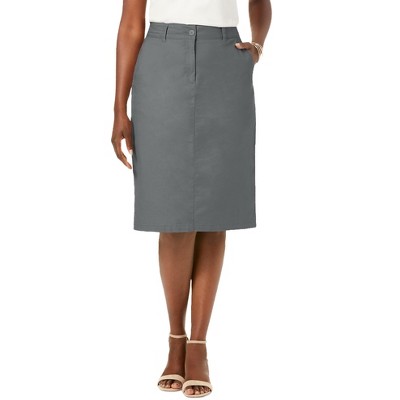 Jessica London Women's Plus Size Stretch Cotton Chino Skirt