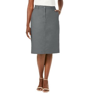 Jessica London Women's Plus Size Stretch Cotton Chino Skirt - 1 of 4