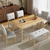 Modern Rectangular Dining Table for 6,Retro Wood Kitchen Table with Rubberwood Legs for Dining Room-Maison Boucle - 2 of 4