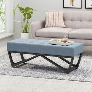 CAVINAS Modern Button Tufted Ottoman Bench with Elegant Metal Legs,Rectangular Ottoman Stool for Living Room - 1 of 4