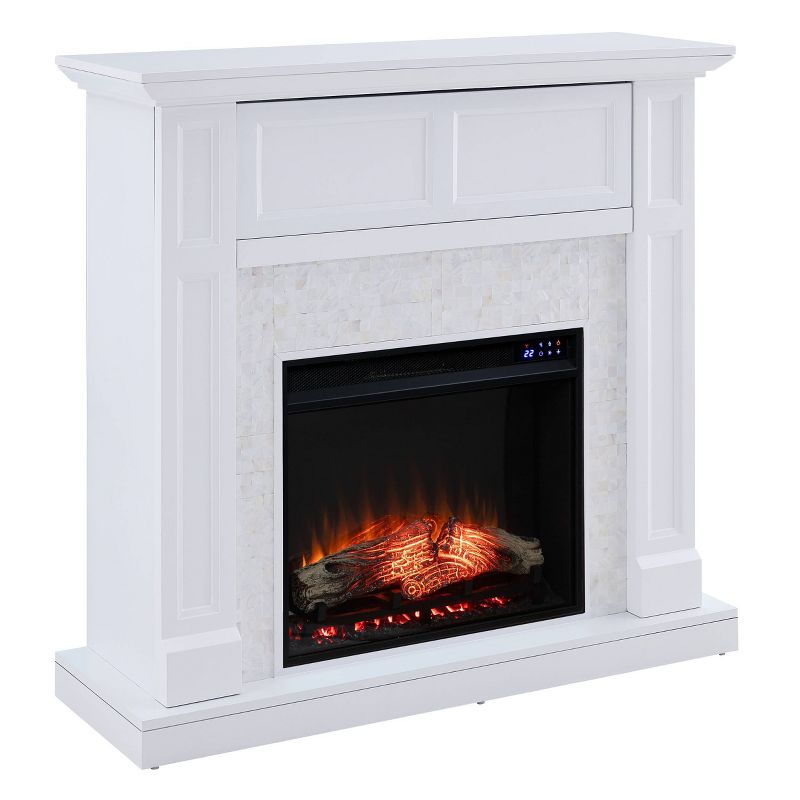 Nerrin Media Touch Screen Electric Fireplace with Tile Surround White - Aiden Lane, 6 of 17