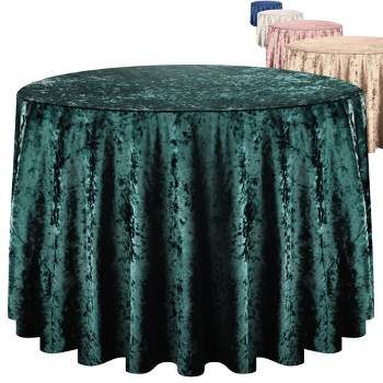 RCZ Décor Elegant Round Table Cloth - Made With Fine Crushed-Velvet Material, Beautiful Emerald Tablecloth With Durable Seams