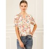 INSPIRE CHIC Women's Ruffled Short Sleeve Floral Mock Neck Summer Top - 3 of 4
