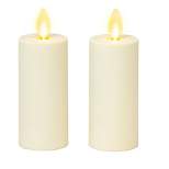 Luminara - Set of 2 Pearl Ivory Flameless Candle Votives - Flat Top Unscented - 1.5" x 4.2"