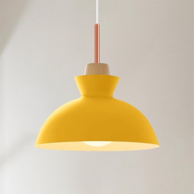Rennnsan Veorix 11"W 1-Light Dome Wood Modern Dimmable Pendant