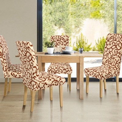 4pcs Stretch Slipcovers Removable Short Dining Room Stool Seat Chair Cover 