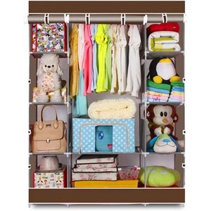 Portable Clothes Closet Wardrobe Non-Woven Fabric 4-Tier 10-Lattices Storage Organizer - 1 of 4