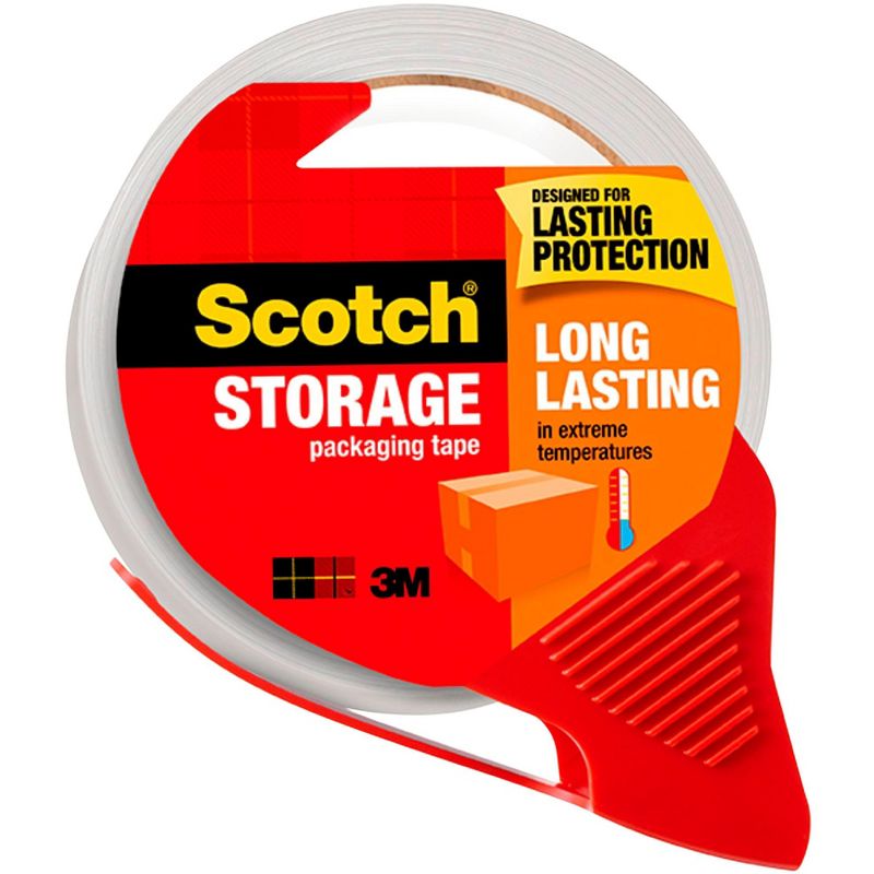 Scotch Long Lasting Storage Packaging Tape with Refillable Dispenser, 1.88 Inches x 54.6 Yards, Clear, 1 of 2