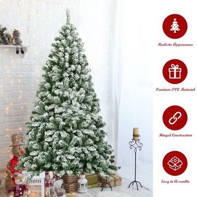 6FT Snow Flocked Pine Artificial Christmas Tree with Metal Stand