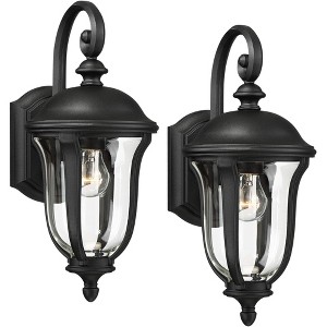 John Timberland Vintage Outdoor Wall Light Fixtures Set of 2 Black Metal 16 3/4" Clear Glass for Exterior Barn Deck House Porch - 1 of 4
