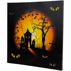 Northlight LED Lighted Spooky House Halloween Canvas Wall Art 19.75" x 19.75" - 1 of 4
