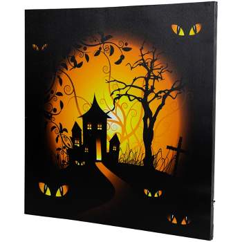 Northlight LED Lighted Spooky House Halloween Canvas Wall Art 19.75" x 19.75"
