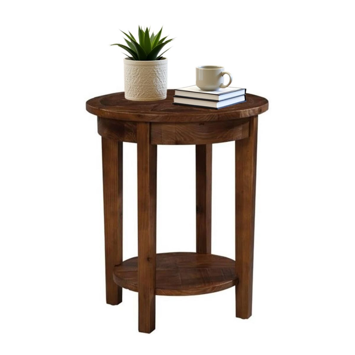 Alaterre Furniture 20-inch Round End Table, Natural, Living Room Furniture, Storage & Shelf