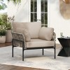Modern Outdoor Lounge Chair, 36" Iron Lounge Chair with Rope Weave Design, Chairs with Iron Legs and PE Cushions-Coolbibila - 3 of 4