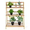Tangkula 3 Tier Folding Storage Shelf Bamboo Ladder Plant Stand Flower Pot Display Shelf Rack Natural for Indoor&Outdoor - 2 of 4