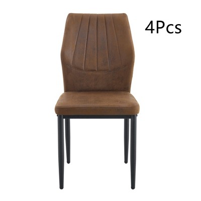 Anybear Set of 4 Dining Chairs with Shell pattern, 17x22.5x37", Brown