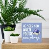 Funny Christmas Bathroom Wooden Box Signs, Christmas Funny Bathroom Decor, He Sees You When You're Pooping - 4 of 4